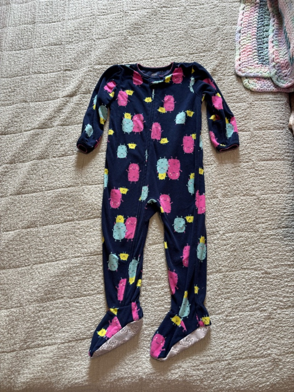 carter’s monster print fleece footie for toddler